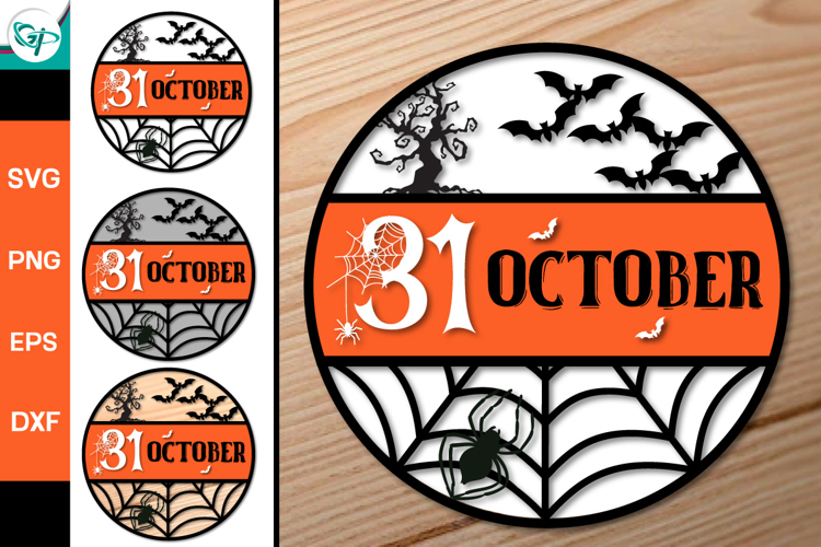 31 October Round Sign SVG | Halloween Door Hanger SVG