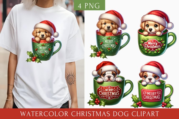 Cute Christmas Dog clipart, Dog Sublimation