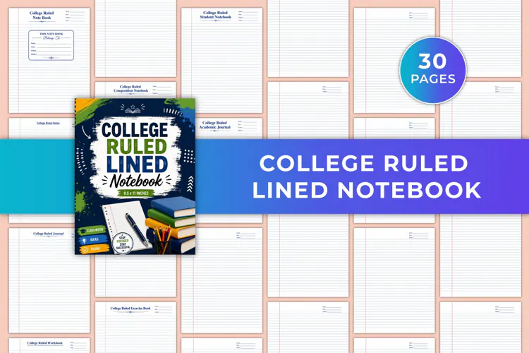 College Ruled Lined Notebook Kdp interiors