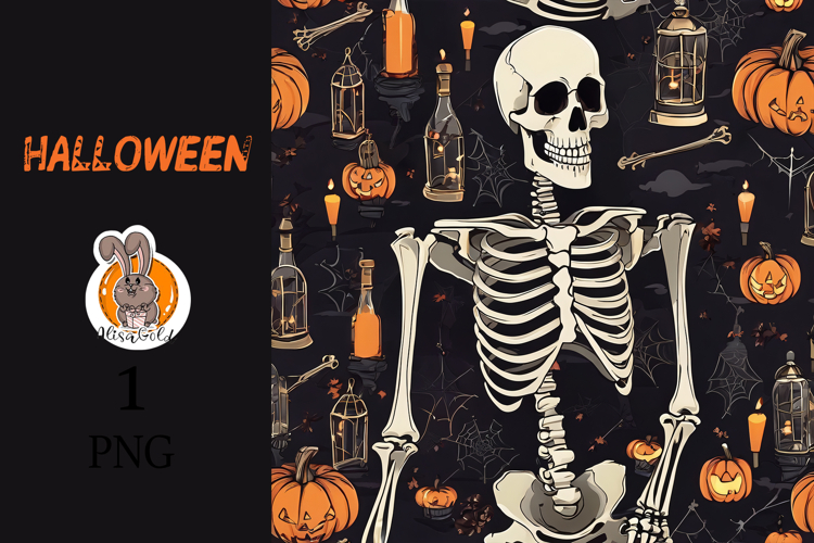 skeleton , halloween, pumpkin