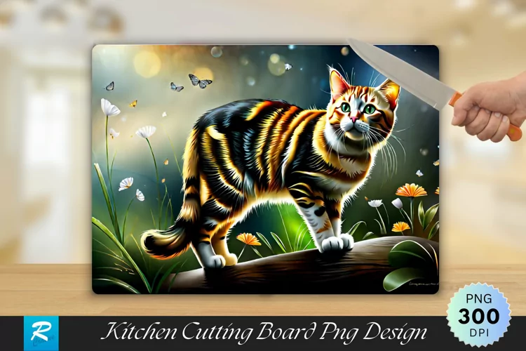 Cat Cutting Board Sublimation Design
