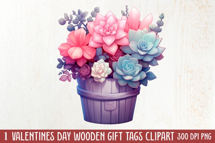 Pink Valentine Succulent Pot Clipart
