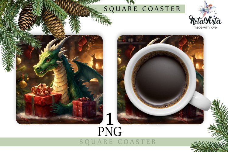 Mug coaster with dragon for Christmas