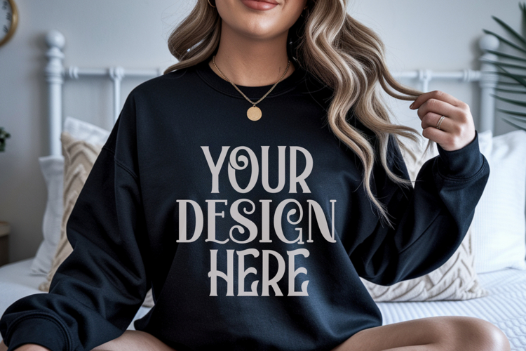Christmas Gildan 18000 Black Sweatshirt Mockups