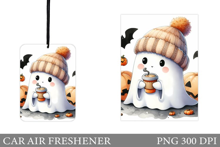 Cute Ghost Car Air Freshener. Cute Ghost Sublimation