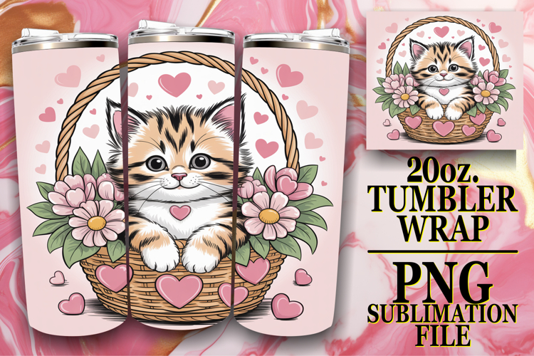 Serene days 20oz tumbler wrap, Cat Valentins Day