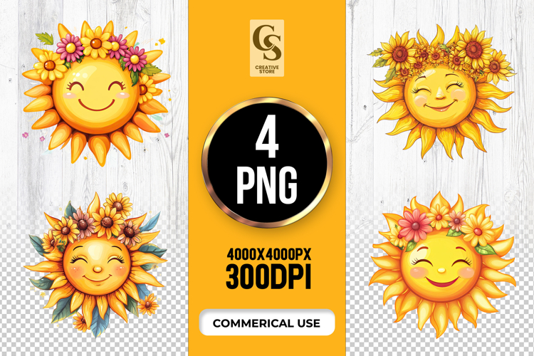 Cute Sunshine Flower Clipart Sublimation PNG