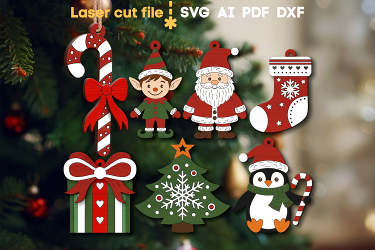 Christmas Tree Toys SVG laser cut files for Glowforge