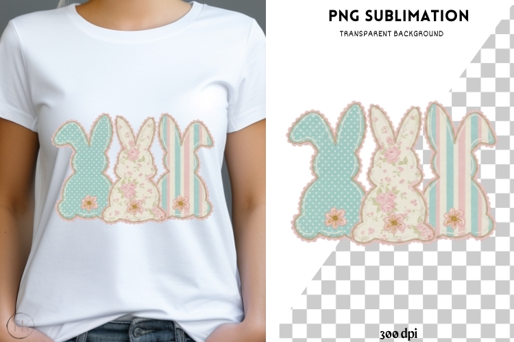 Patchwork bunnies png design for T-shirts