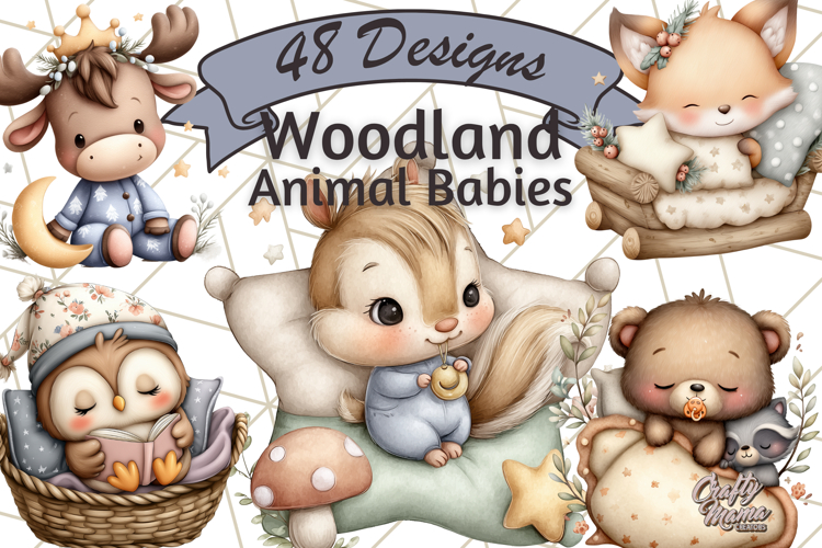 Woodland Nursery Baby Animals Clipart, Cute Animals Png