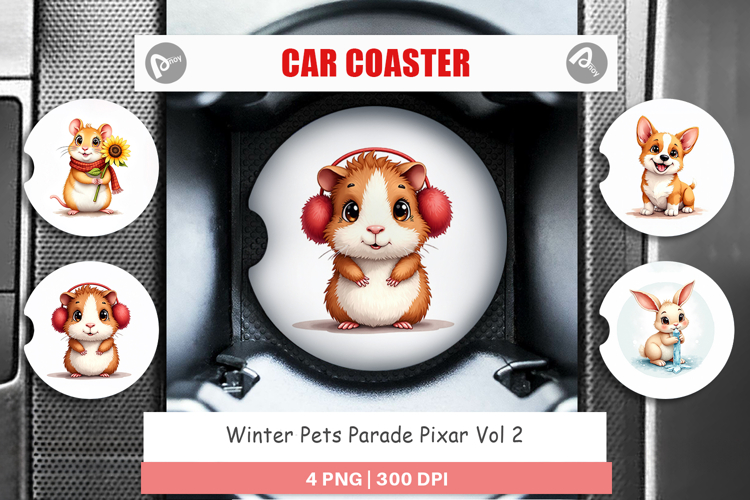 Winter Pets Parade Car Coaster