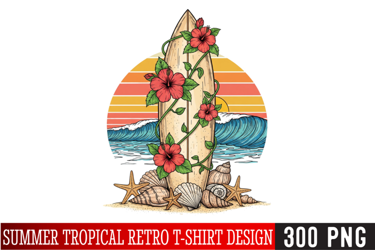 Summer T-Shirt Design | Retro PNG | Beach Clipart | Tumbler