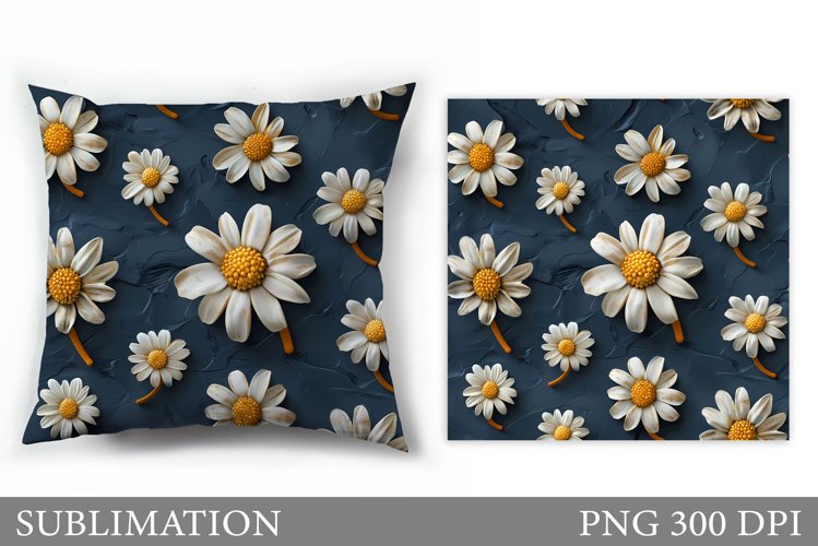 Floral Sublimation. Daisy Flowers Pillow Sublimation example image 1
