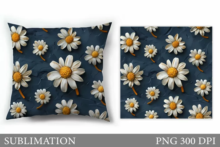 Floral Sublimation. Daisy Flowers Pillow Sublimation
