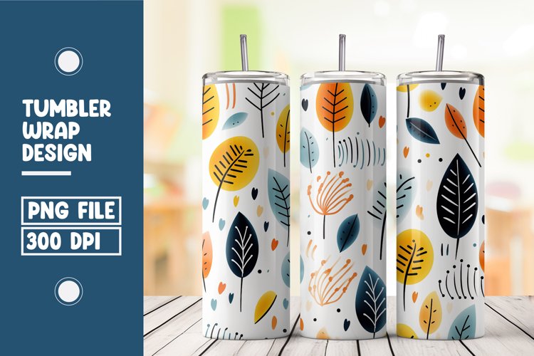 Abstract Shapes And Leaves Tumbler Wrap Sublimation