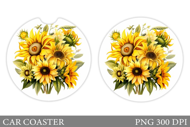 Sunflowers Car Coaster. Sunflowers Car Coaster Design example image 1