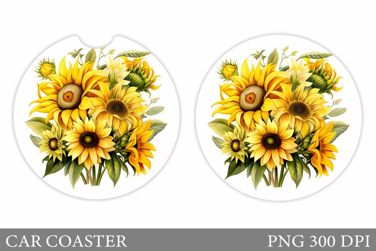 Sunflowers Car Coaster. Sunflowers Car Coaster Design