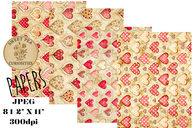 Valentine, Hearts, Papers, Junk Journal