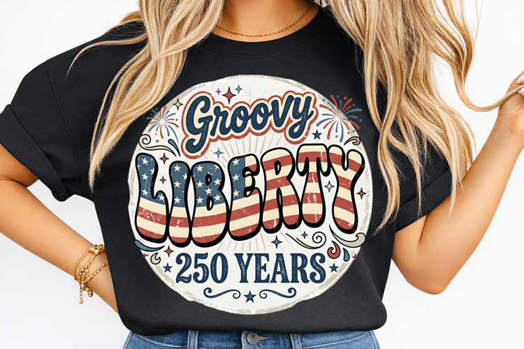 Retro Groovy Liberty 250th Years T-shirt Sublimation Design