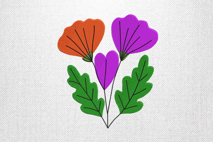 Vibrant Trio Floral Embroidery Design example image 1