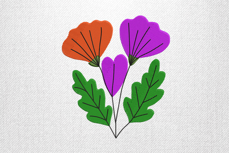 Vibrant Trio Floral Embroidery Design