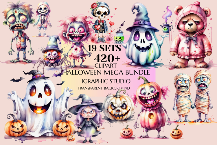 Huge Bundle, Halloween Mega Clipart Bundle, Fall Clipart