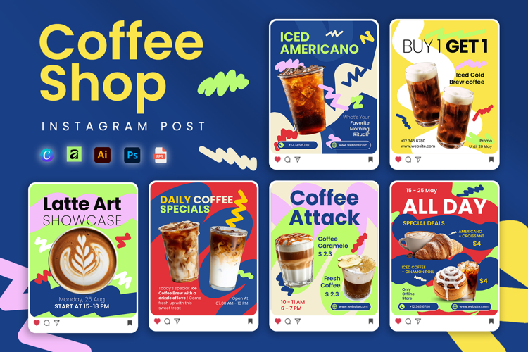 Colorful Coffee Shop - Instagram Post