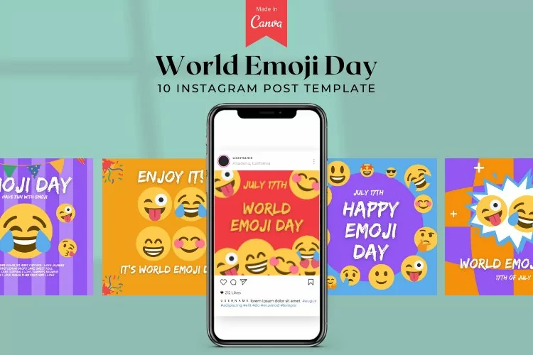 World Emoji Day Instagram Canva Template