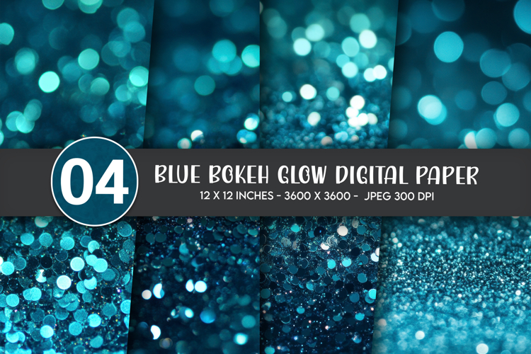 Blue Bokeh Glow Digital Paper