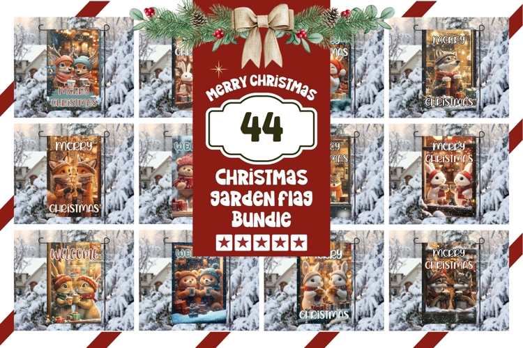 Christmas Animals Garden Flag Bundle, Christmas Garden Flag