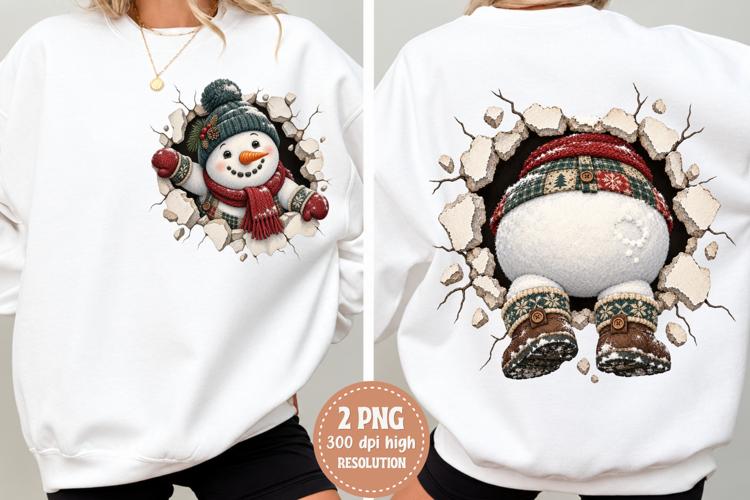Christmas Snowman Front Back PNG