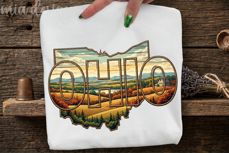 Ohio State Map PNG, Vintage Forest & Nature Sublimation