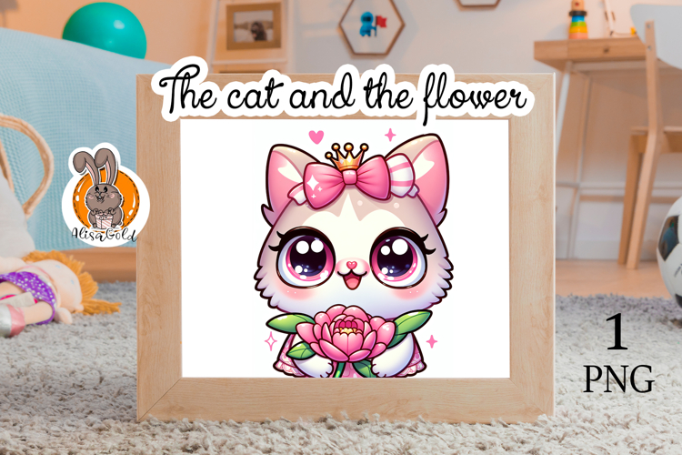 The cat and the flowers