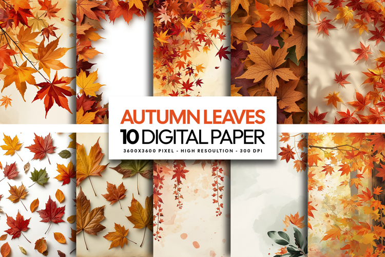 Autumn Leaves Digital Paper example image 1