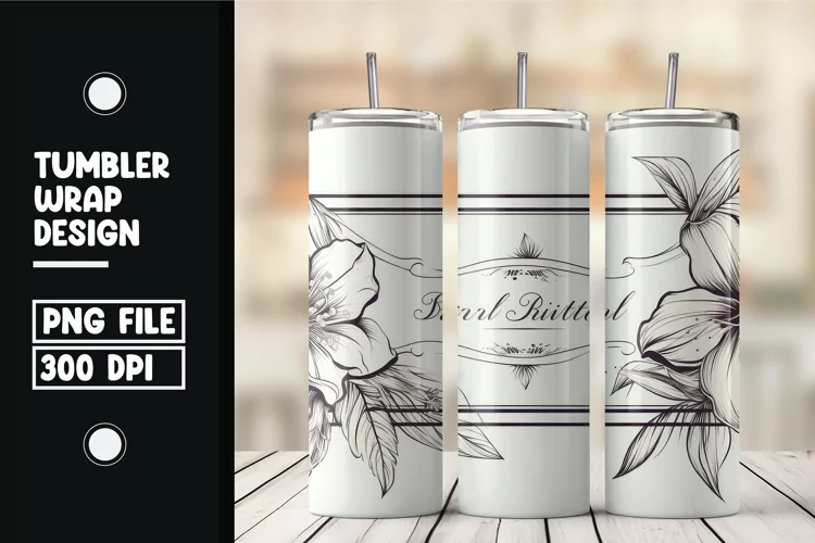 Deer Surrounded By Flowers Watercolor Tumbler Warp Design