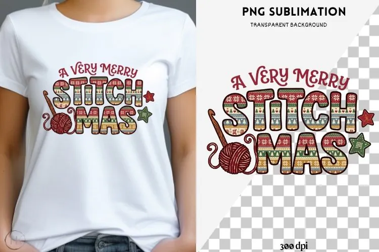 Christmas crochet png design for T-shirts
