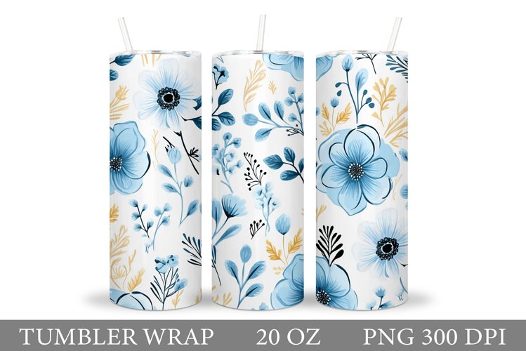 Flowers Tumbler Wrap Design. Sublimation Tumbler Flowers
