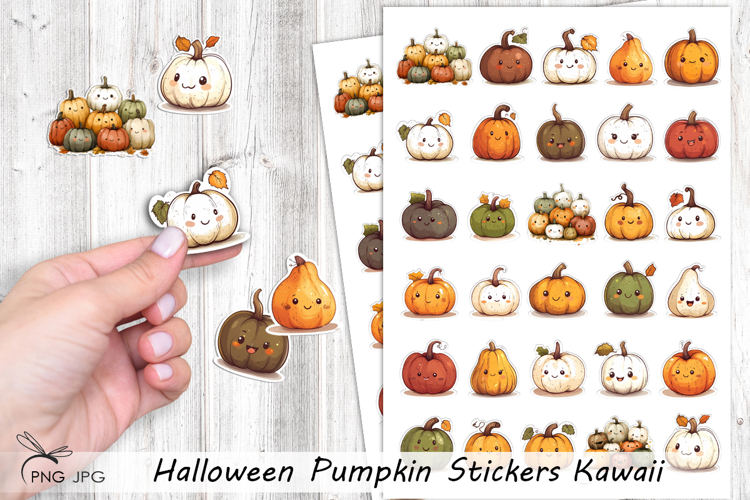Halloween Pumpkin Stickers Kawaii - 30 Variations