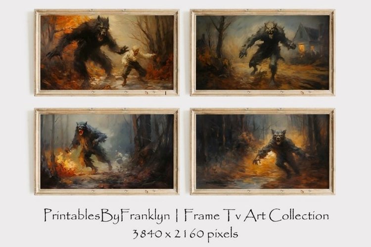 Halloween Samsung Frame TV Art Werewolf Set