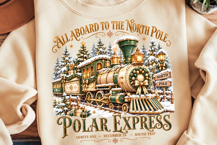 Polar Express Christmas Train Sublimation, Funny Christmas example image 1