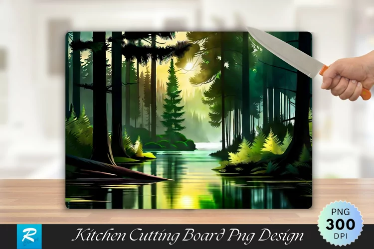 Forest Lake Cutting Board Sublimation Design
