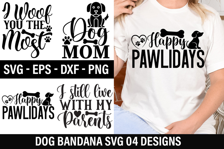 Dog Bandana SVG Design - Happy pawlidays