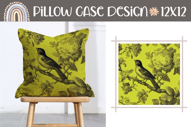 Cartoon Birds Pillow Case Design, Floral Pillow PNG