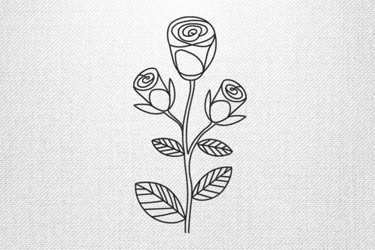 Elegant Rose Outline Embroidery Design Pattern