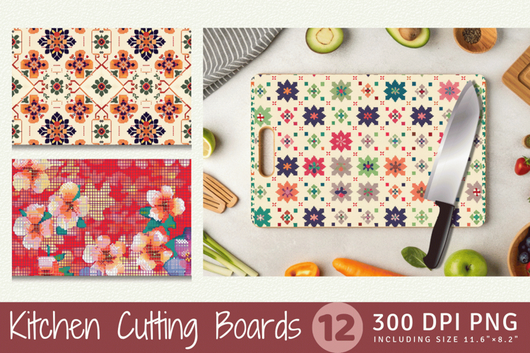 Cross Stitch Embroidery Cutting Boards sublimation Design