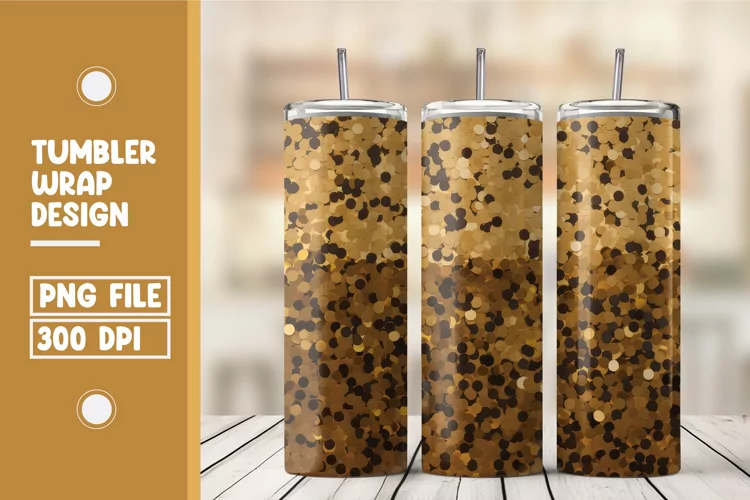 Golden Glitter paper tumbler wrap design