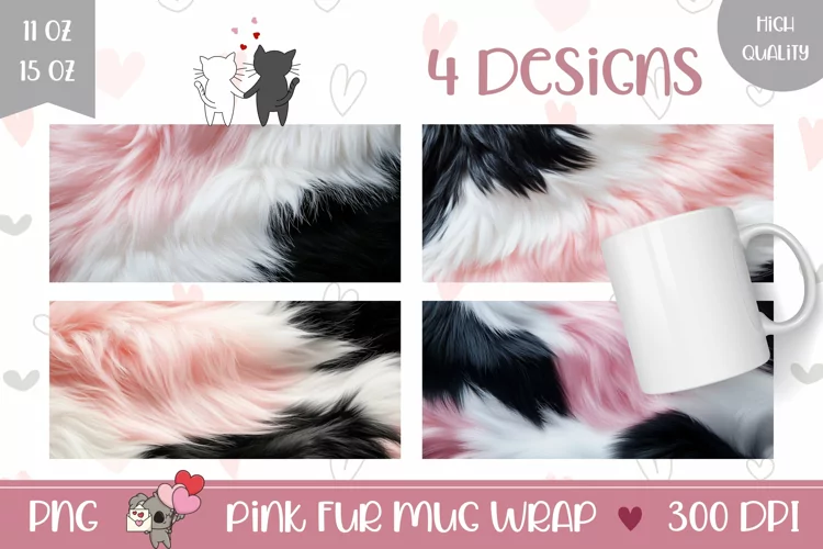 Colorful Fur Mug Designs, Pink Fur Mug Sublimation