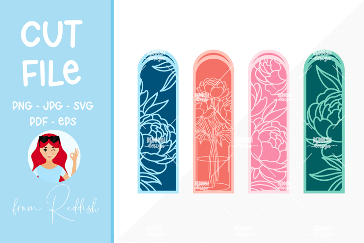 4 Floral Bookmarks Paper cut SVG Laser cut,Cricut,Silhouette