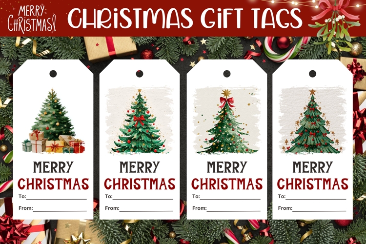 Cute Christmas Tree Gift Tags, Christmas Tags Printable
