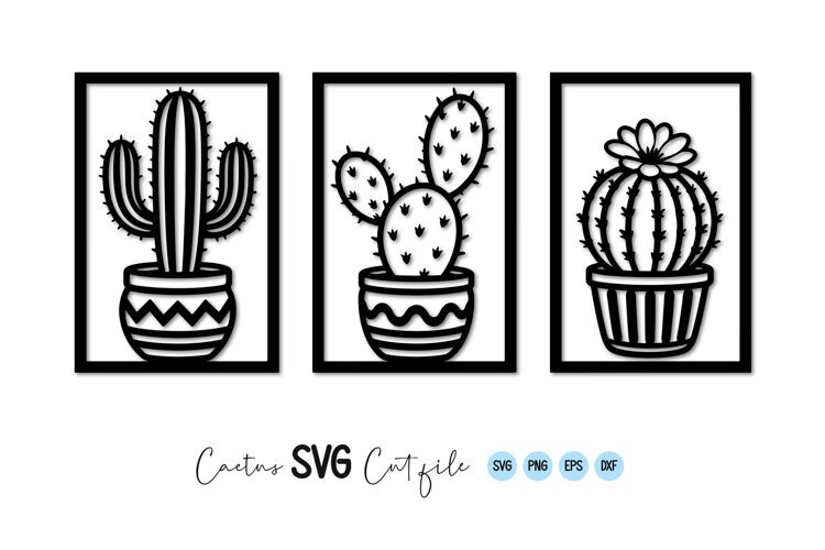 Cactus Plant Frame SVG PNG example image 1
